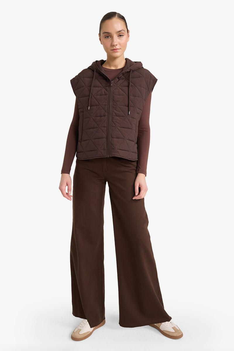 DeFacto Brown Woman Relax Fit Crinkle Fabric Vest Casual - Image 2